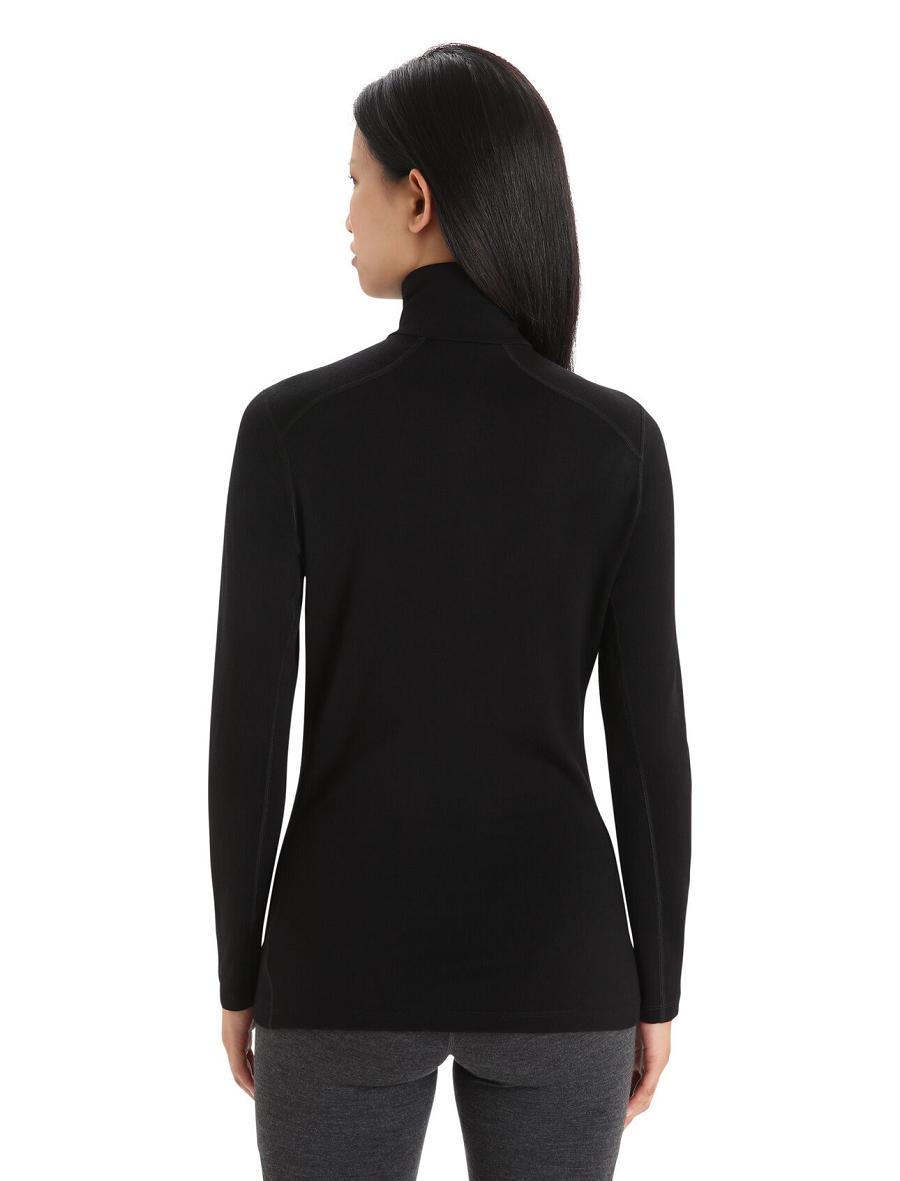 Icebreaker Merino 260 Tech Long Sleeve Half Zip Thermal Top Naisten Base Layers Mustat | FI 1915FDNM